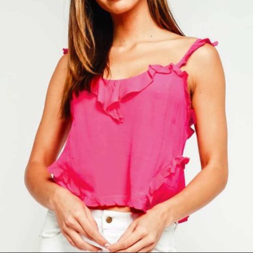 NWT pink ruffle top